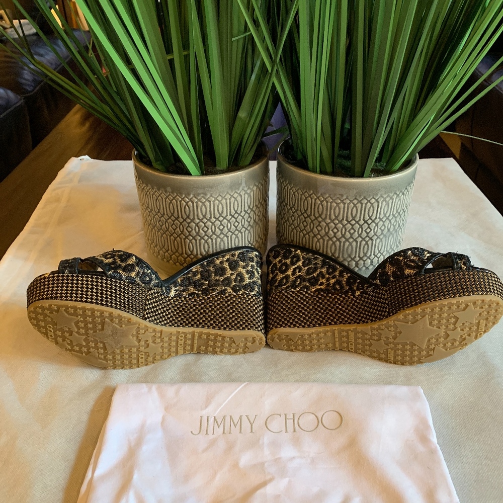 Jimmy Choo Leopard Print Wedges - image 4